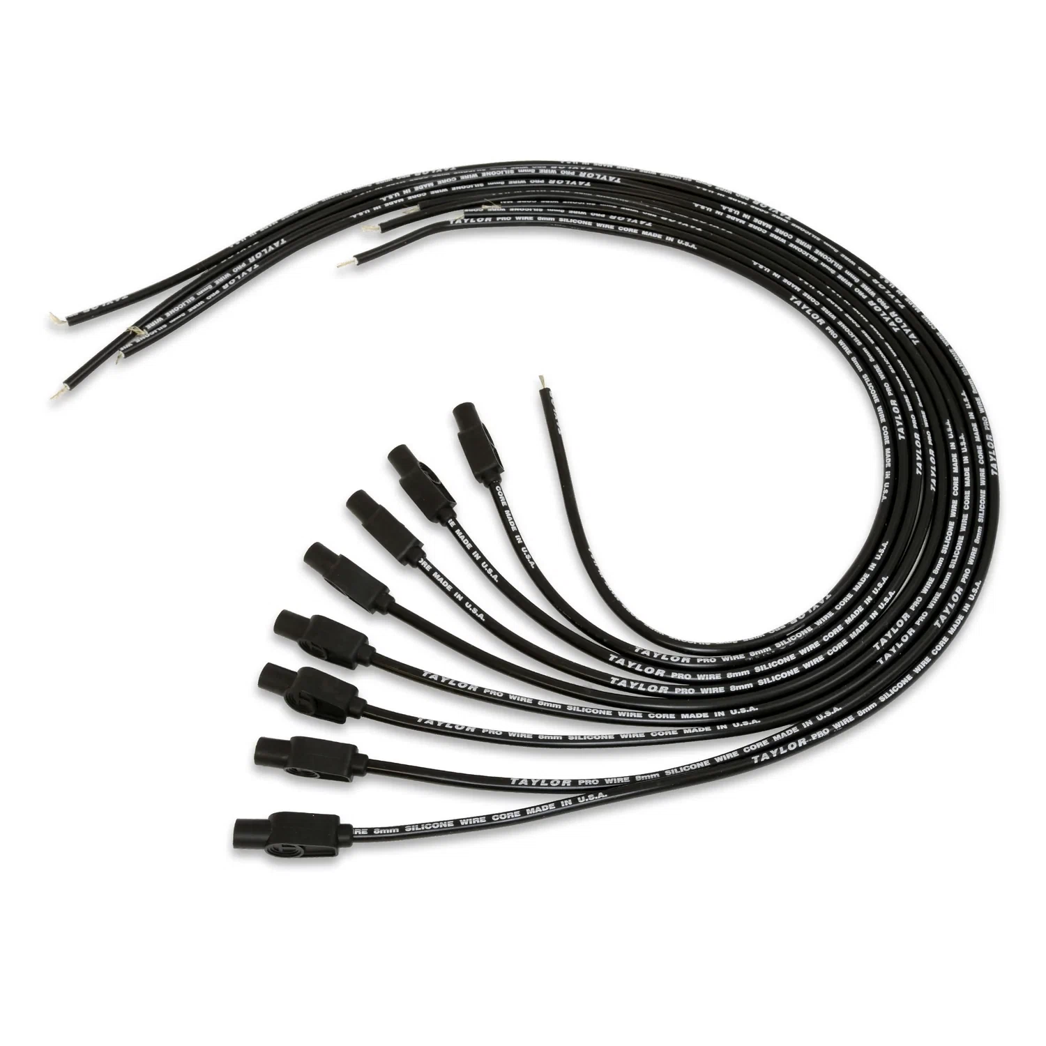 Spark Plug Wire Set Universal 8mm Silicone Pro Wire 180_ 0 ohm_ft Black 70054
